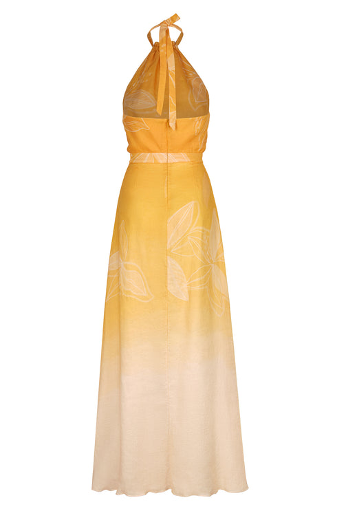Magdalena Linen Maxi Dress / Yellow